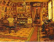 johan krouthen Stiftsbibliotekarie Segersteen i sitt hem Sweden oil painting artist